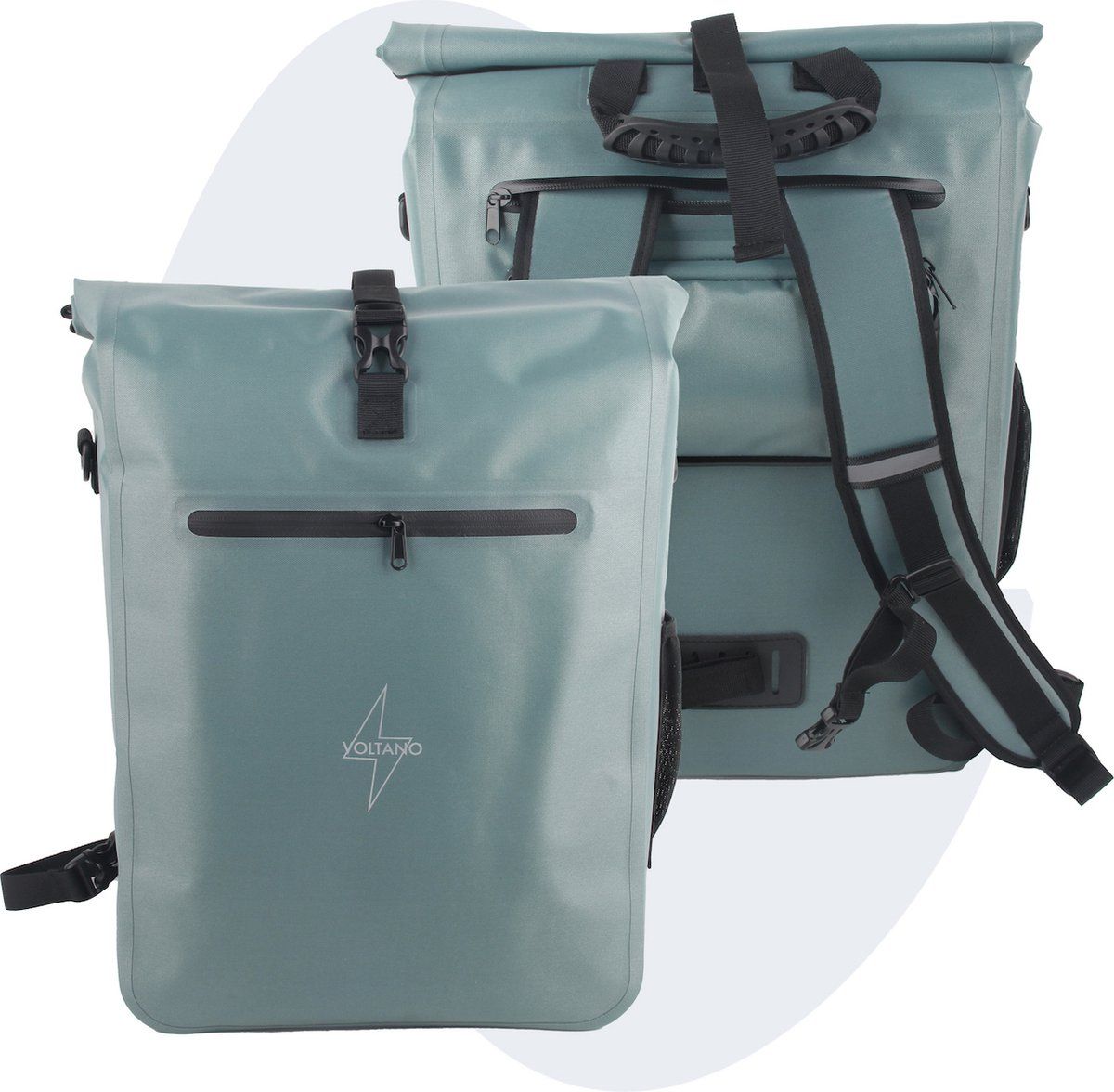 Voltano Luxe E-bike Fietstas / Rugtas - 28L - 100% Waterdicht - Ice Blauw