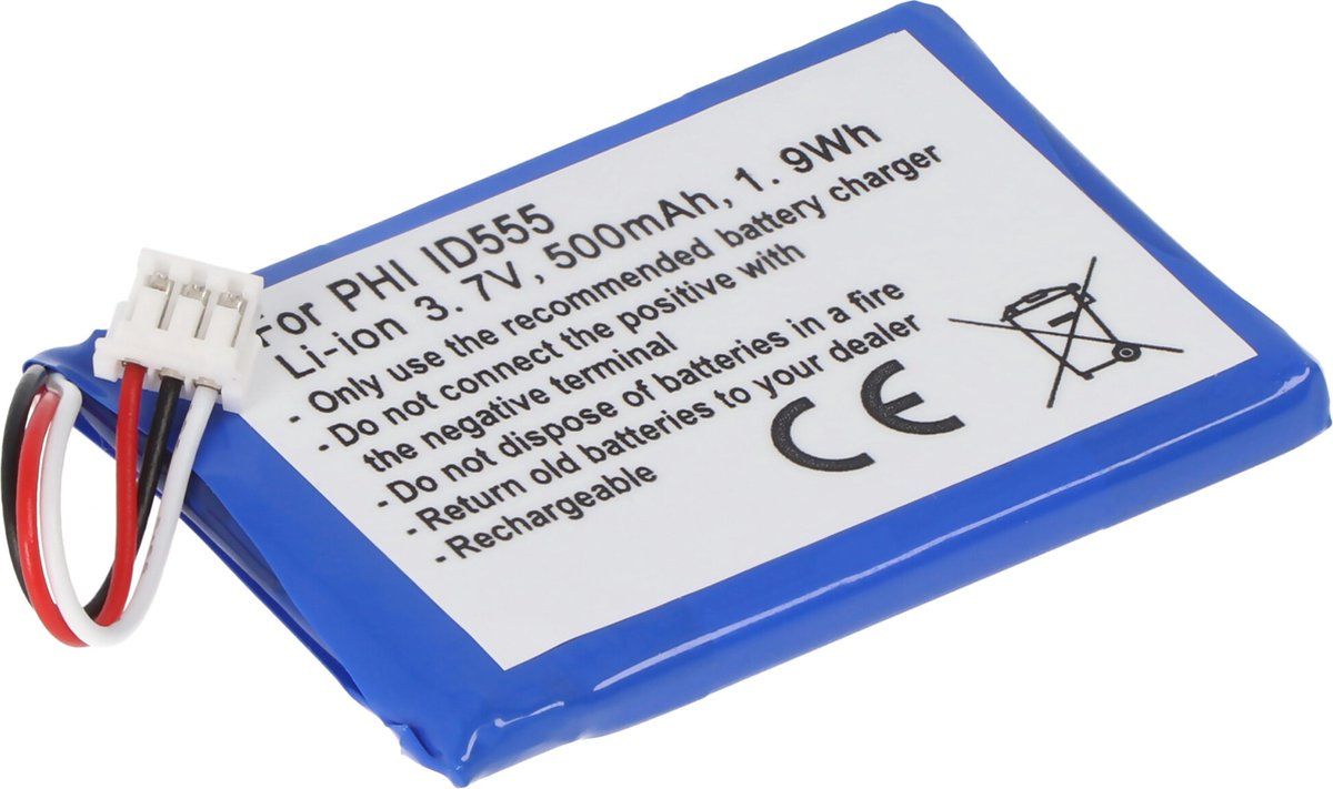 AccuCell-batterij Geschikt Voor De Batterij Philips ID555, ID5551B / 38, ID5552B / 38