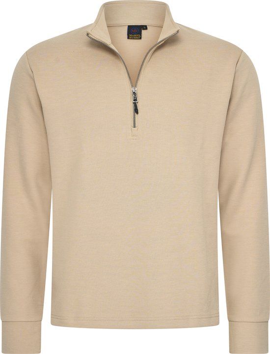 Mario Russo Pique Longsleeve Shirt - Trui Heren - Sweater Heren - Coltrui Heren - L - Beige