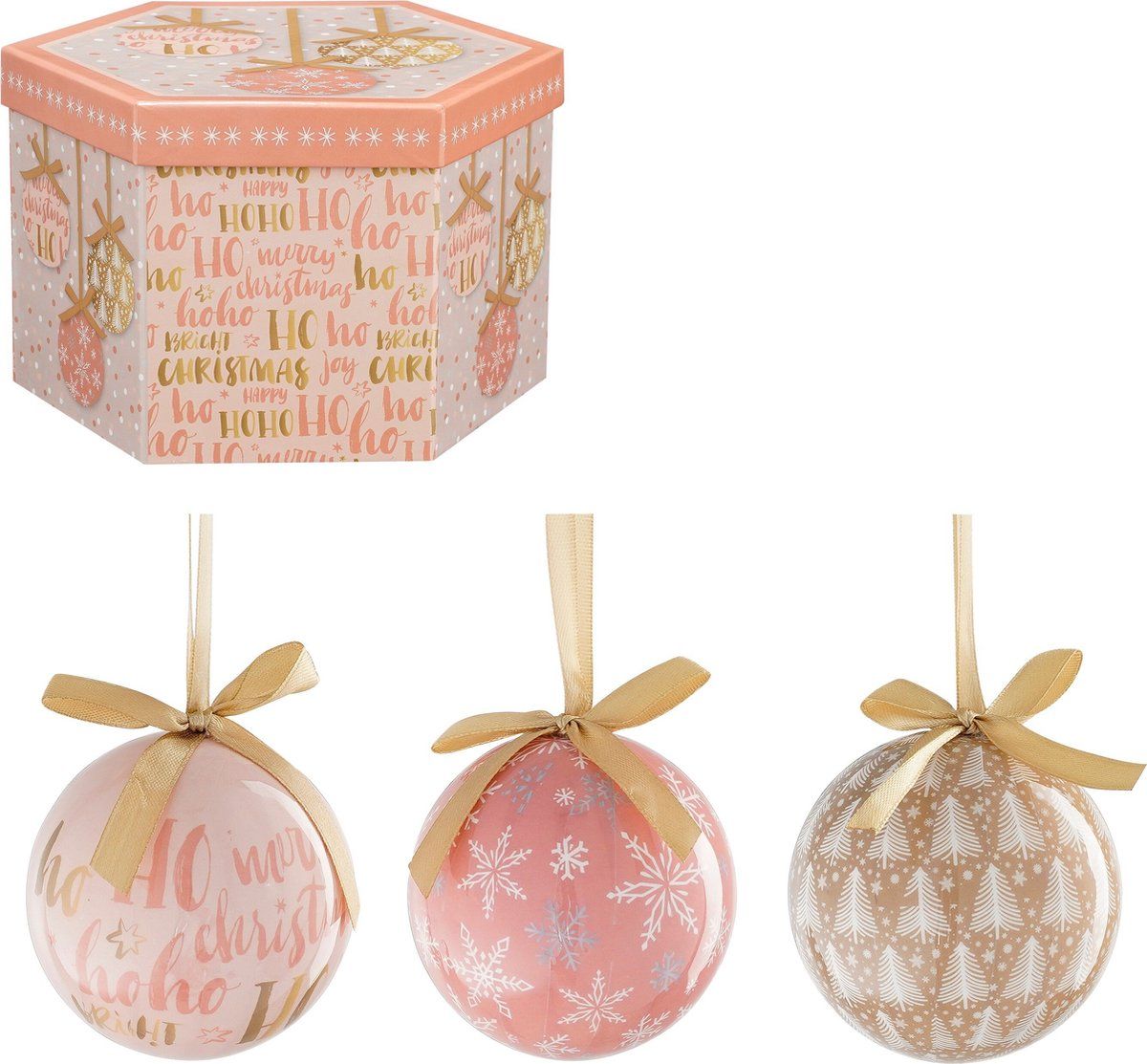 House Of Seasons Kerstballen Cadeauset - 14 Stuks -Ø8 Cm - Onbreekbaar - Perzik, Roze