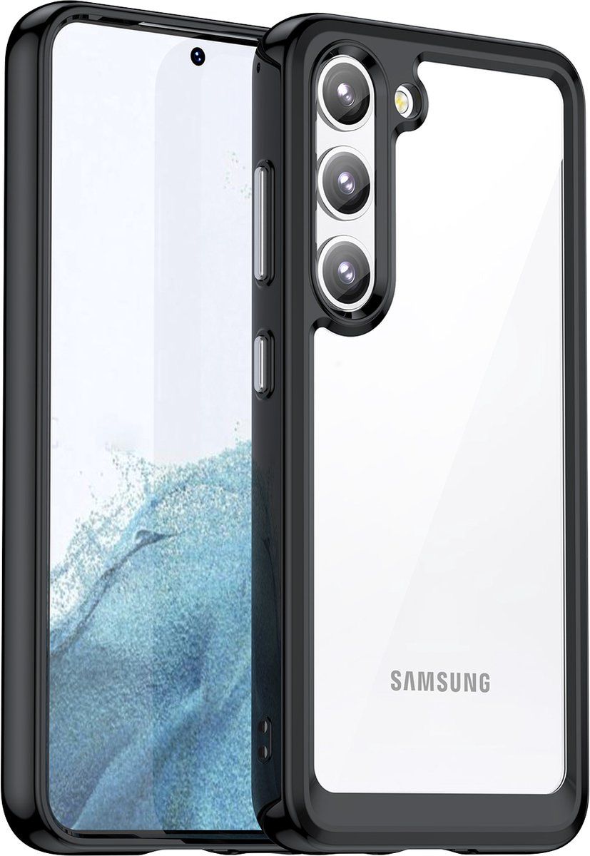 Podec Samsung Galaxy S23 - Telefoonhoesje - Anti-Shock Case Met 2x Screenprotector - Zwart (2 Stuks)