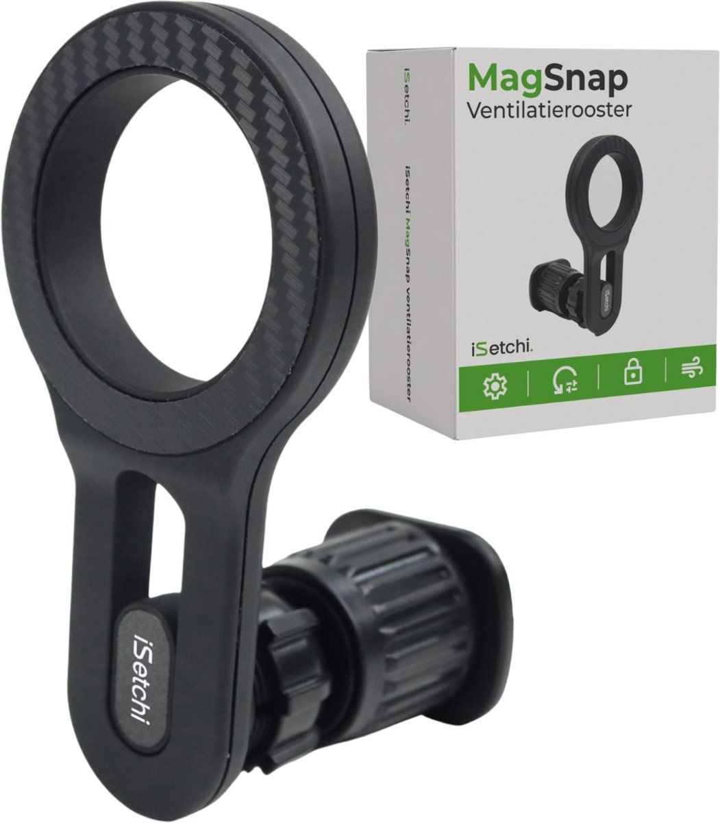ISetchi MagSafe Telefoonhouder - Ventilatierooster - 360° Draaibaar - Zwart