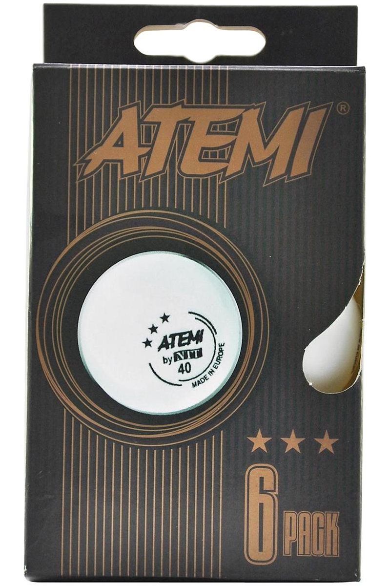 Atemi tafeltennisballen wit 3 ster - 6 stuks - professionele kwaliteit.