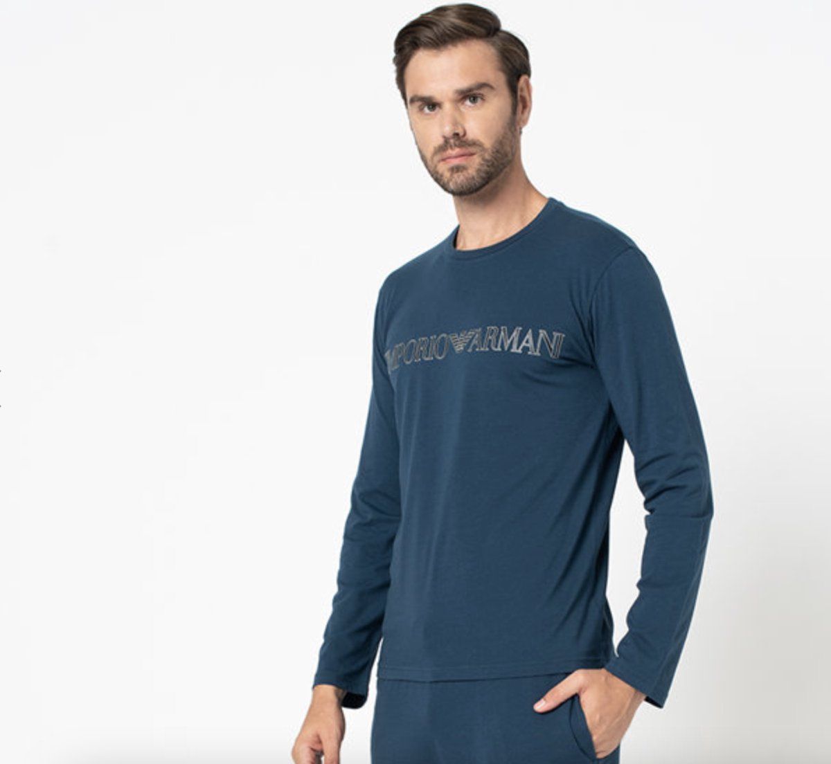Emporio Armani Megalogo - Heren Pyjama - Lange Mouwen - Navy