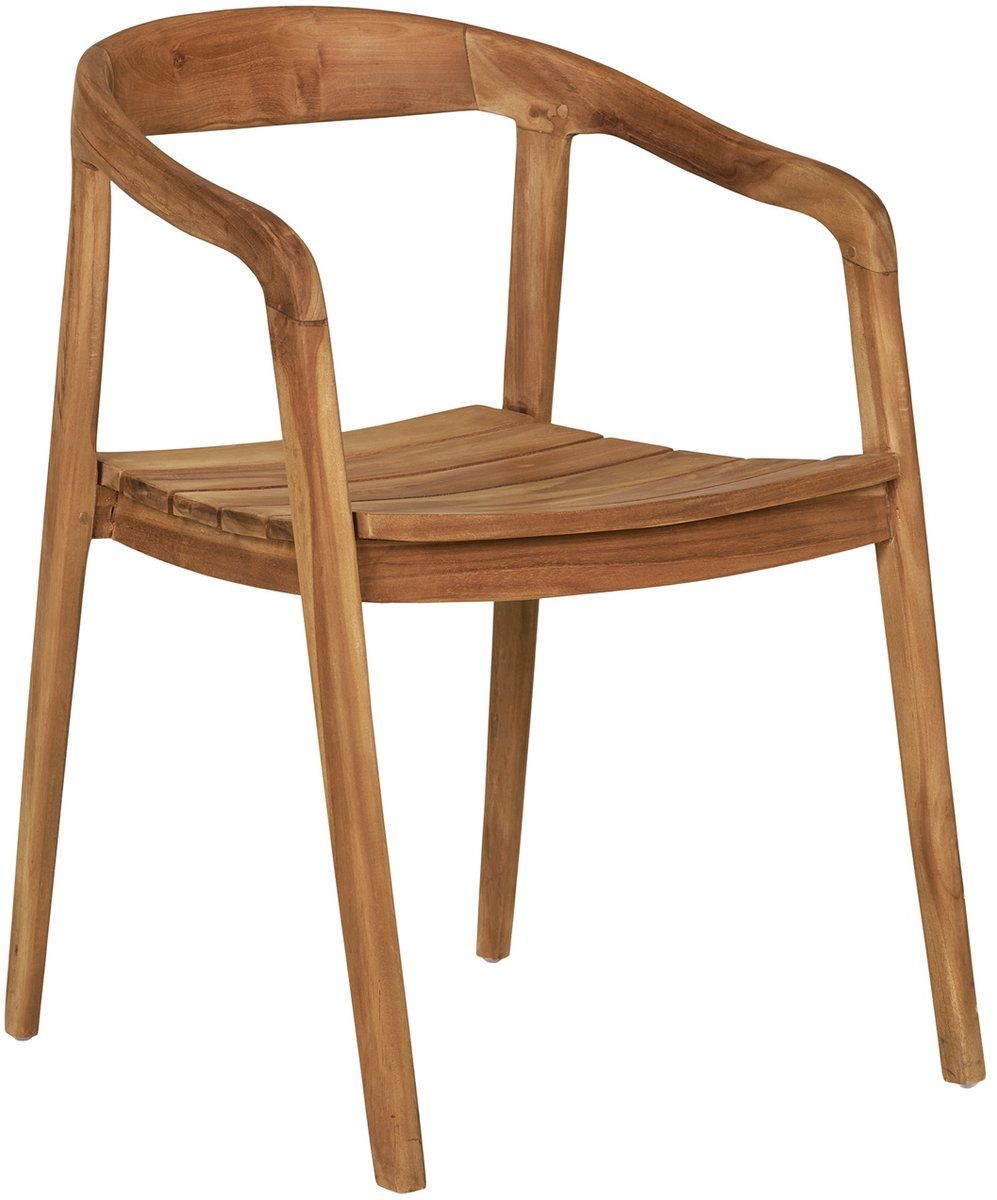 House Nordic Eetkamerstoel Otero - Teak - Scandinavisch Design Met Armleuningen - Naturel (2 Stuks)