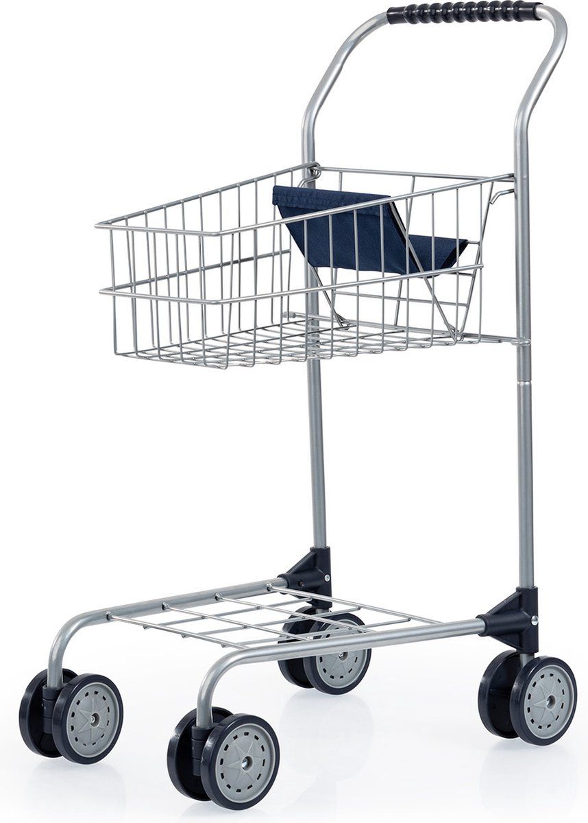 Bayer Design - Winkelwagen - Draaibare Wielen En Poppenstoel - Zilver/Blauw