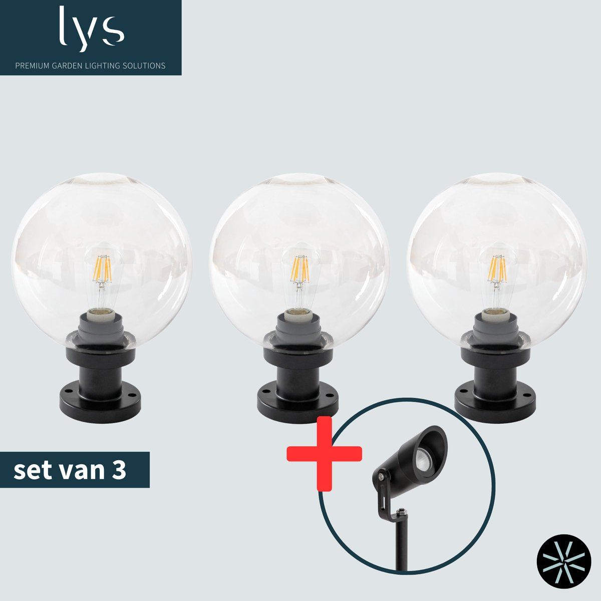 Lyslight Iben Tuinbol Voordeelset - 3 TuinbollenØ35cm - Eenvoudige Buitenverlichting - Zwart (3 Stuks)