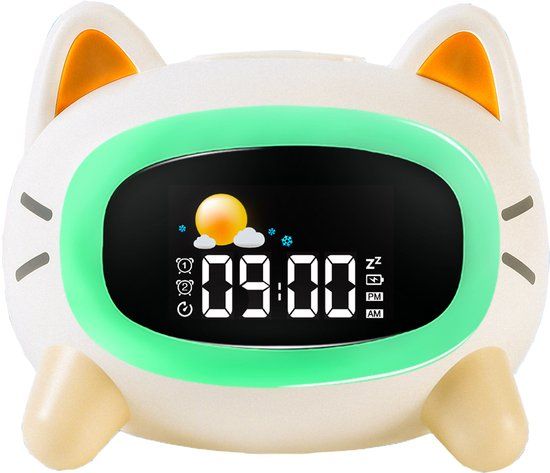 Mw Slaaptrainer – Nachtlampje & Dubbel Alarm – 1800 MAh – 12, 5 X 12 X 8, 9 Cm – Wit