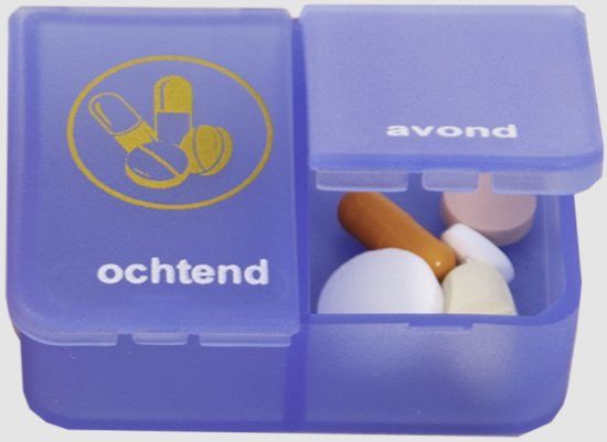 Able2 Pillendoos 1 dag - 2 vaks - 5,5 x 4 x 2 cm - blauw