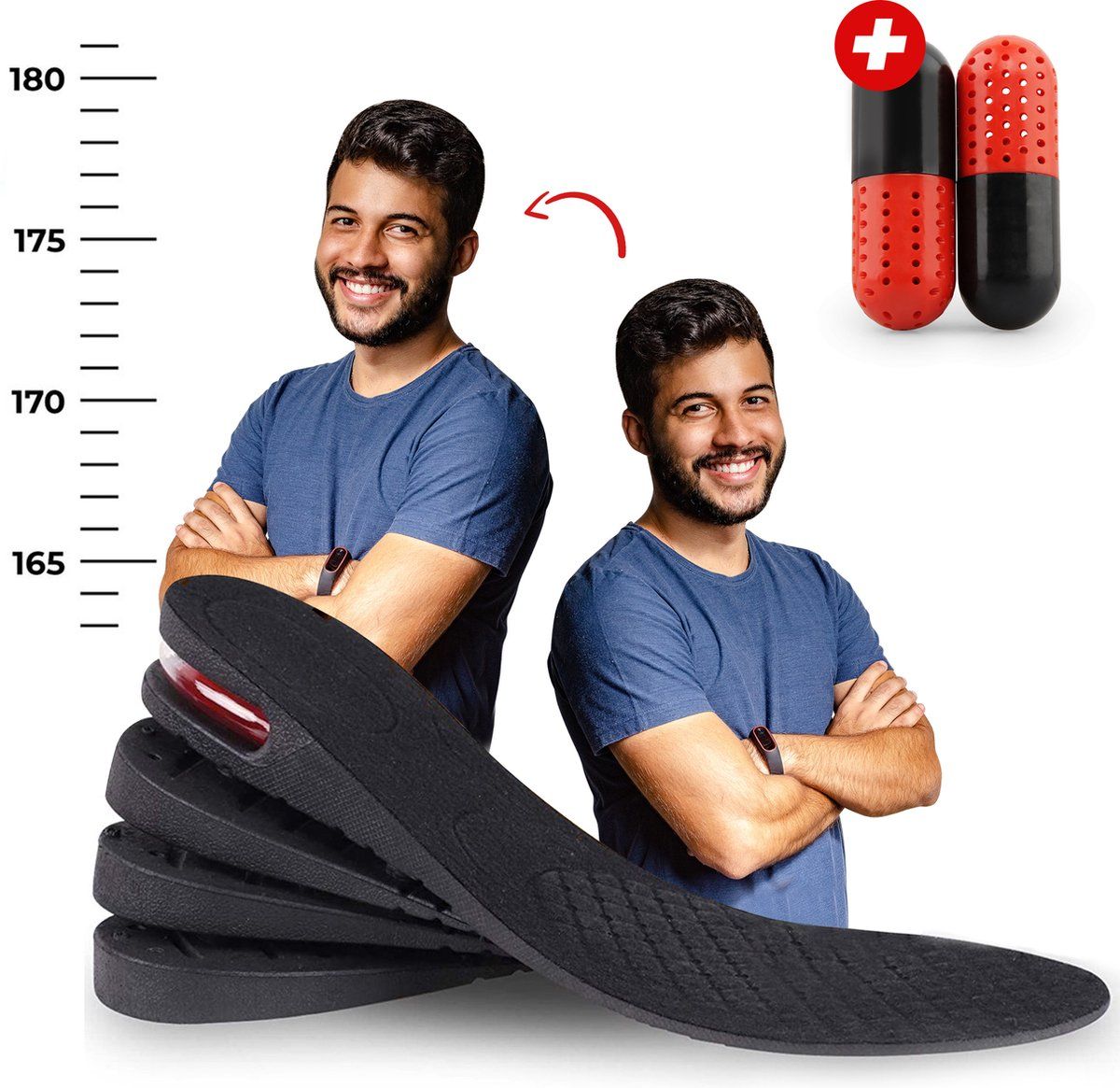 JUST23 - Verhogende Inlegzolen - Hakverhoger - Orthopedisch Ontwerp - Zwart