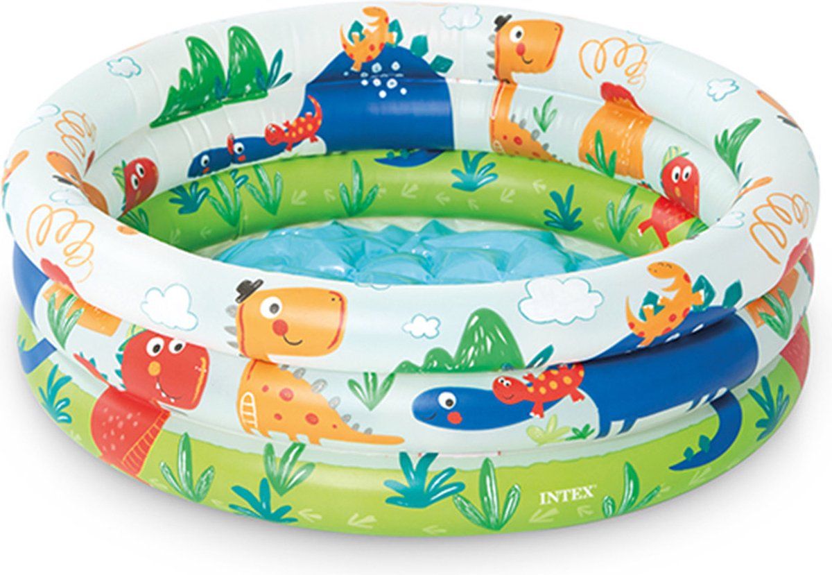 Intex Dino Buddies 3-Ring Baby Pool - Opblaaszwembad -Ø 61 x 22 cm