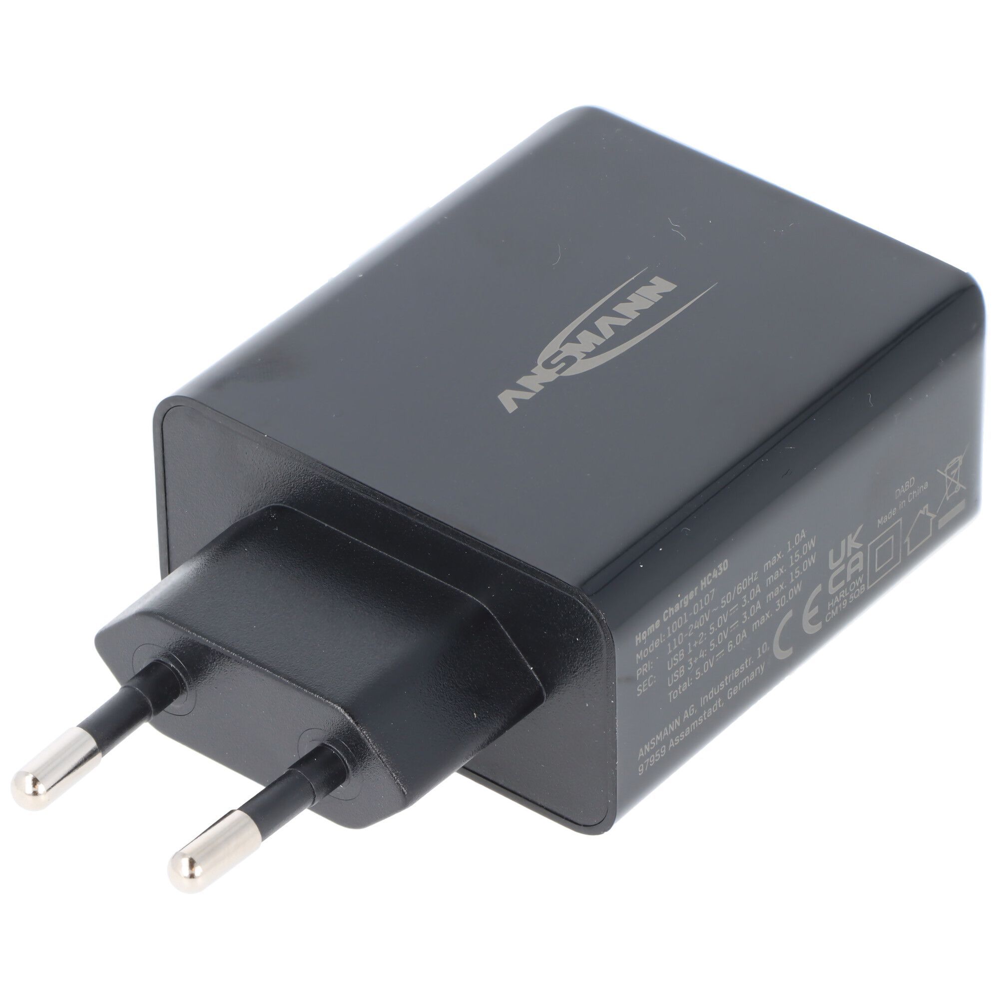 Ansmann HC430 - USB Charger - 4-poorts 30W - Zwart