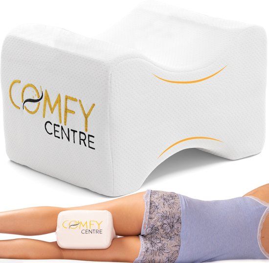 Comfycentre® Orthopedisch Kniekussen - Ergonomisch Zijslaapkussen - Traagschuim - Zandloperontwerp - Wit