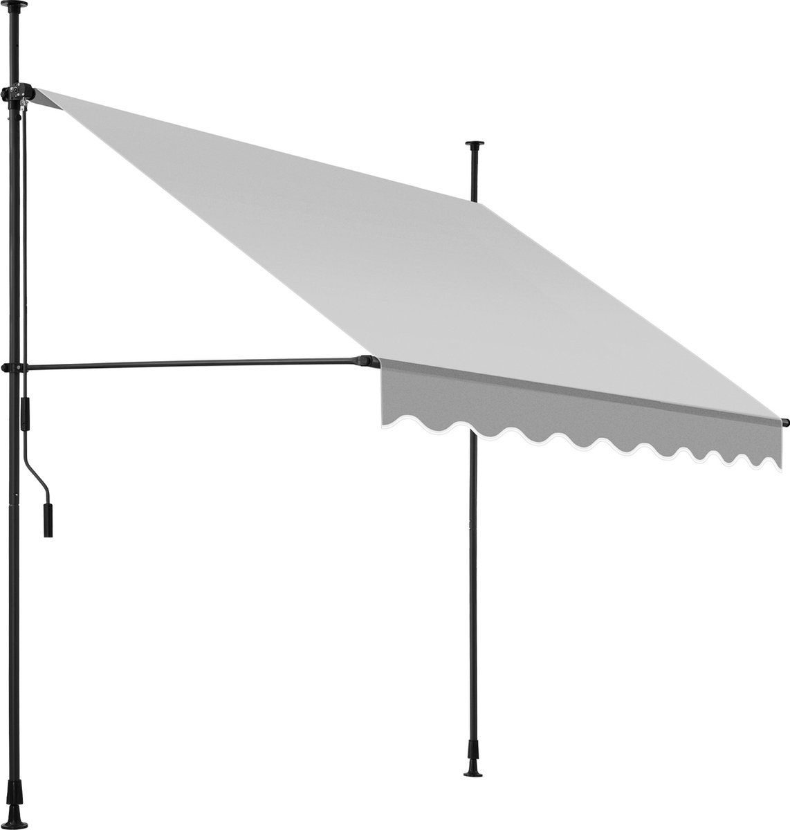 Tectake® Klemluifel - Balkonluifel Met Handzwengel - Uv-bestendig En Waterafstotend - Lichtgrijs
