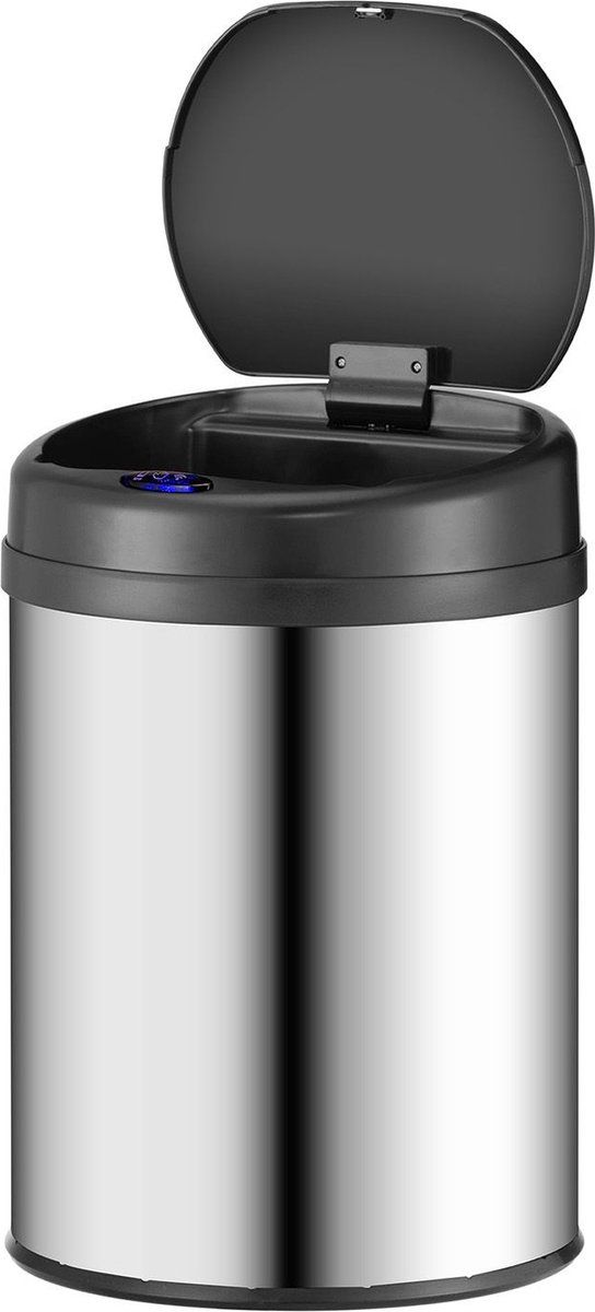 Juskys Automatische Prullenbak - Sensorprullenbak - 30 Liter - Zilver - Rond