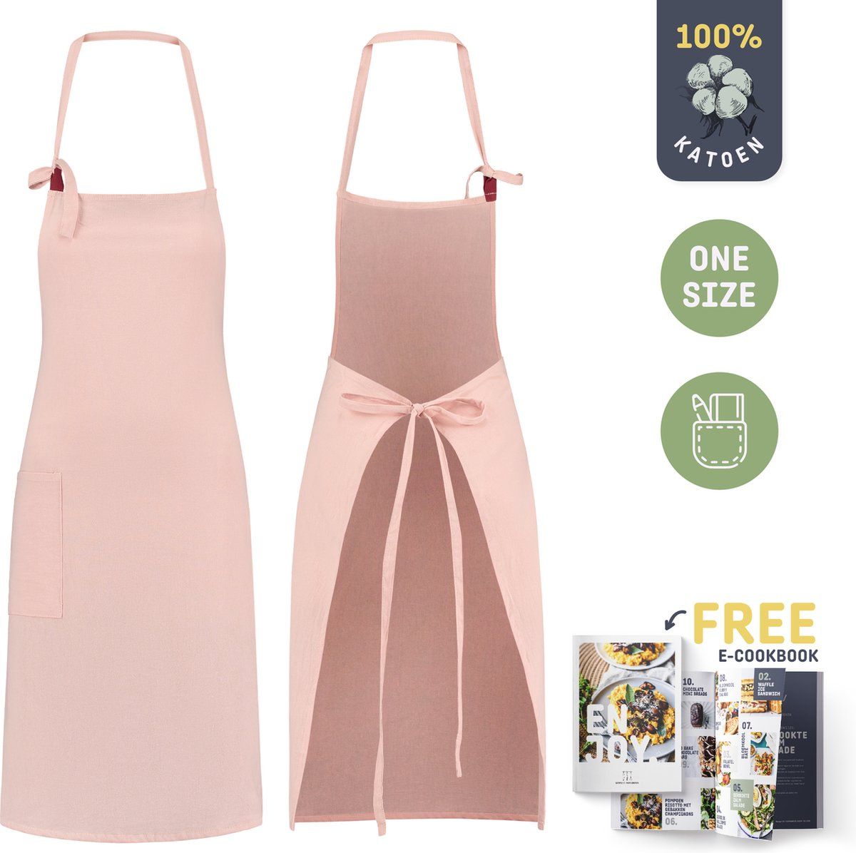 Sophie Nørdinn® Malmö - Keukenschort - 87 x 77 cm - Roze