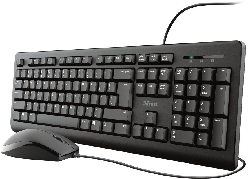Trust Primo - Toetsenbord &amp; Muis Set - Full-Size Qwerty UK - Morsbestendig