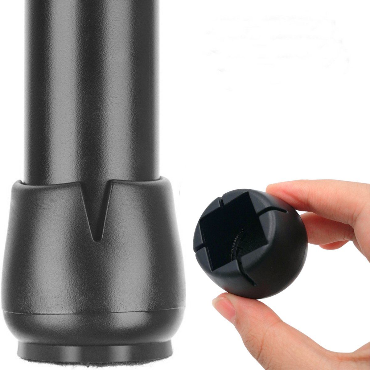 EarKings Stoelpoot Beschermers - VloerbeschermerØ22-25 Mm - Krasvrij Rubber&Vilt - Zwart (24 Stuks)