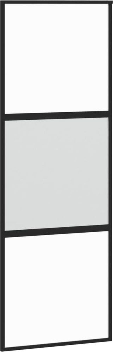 VidaXL - Schuifdeur - 76x205 - Cm - Gehard - Glas - En - Aluminium - Zwart