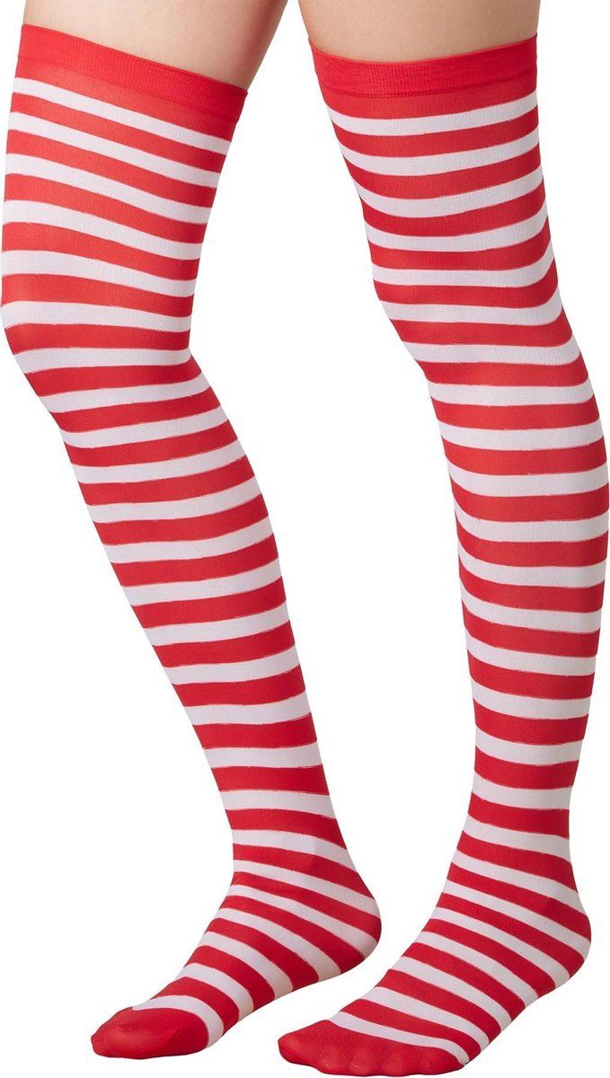 Tectake Dressforfun - Overknee-kousen - Rood-wit Gestreept - Universele Maat