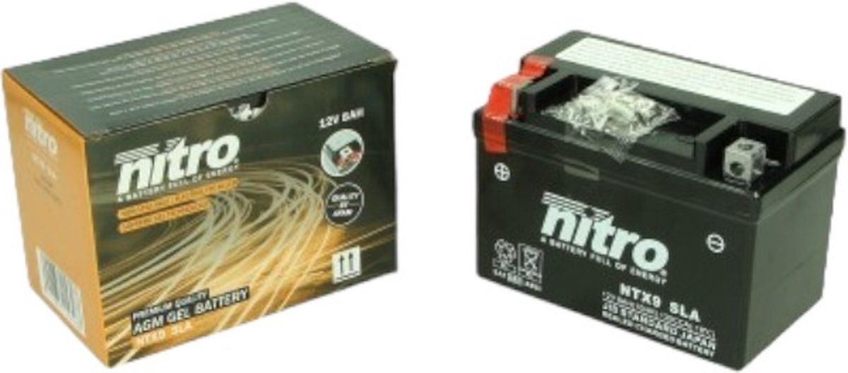 Accu Nitro Axcell YTX9-Bs / NTX9-Bs 12volt 8Ah 150 X 87 X 105mm Onderhoudsvrij (Gel)