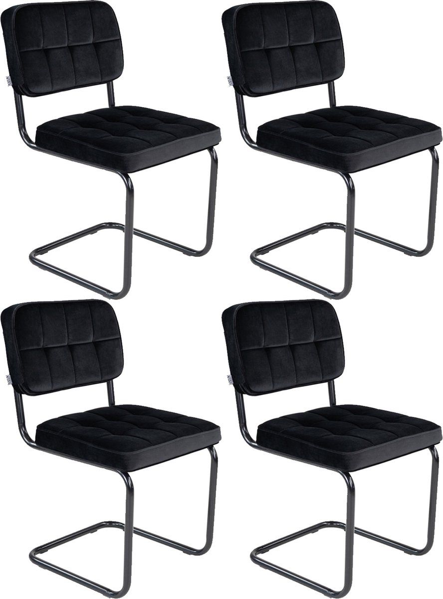 Kick Buisframe Stoel Ivy Zwart - Set Van 4