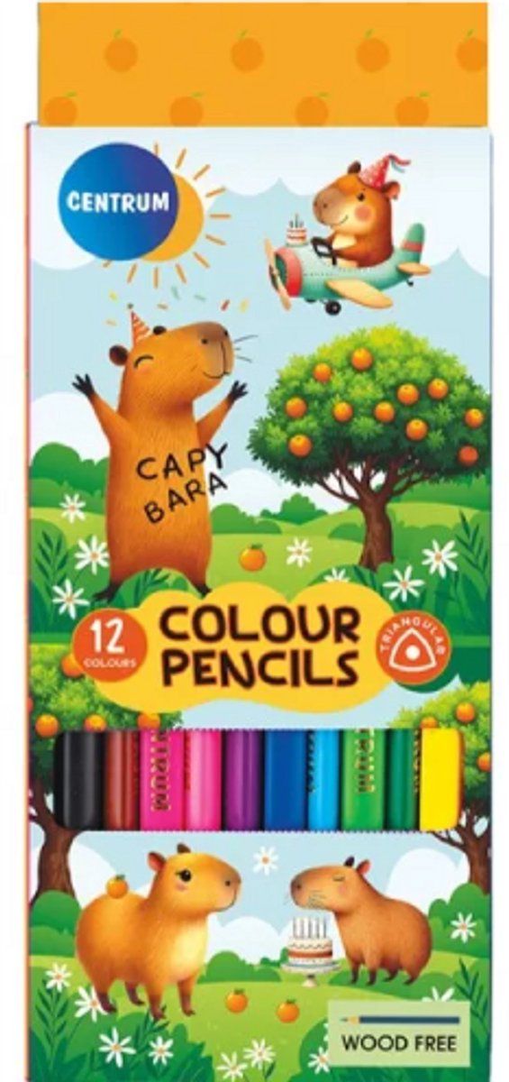 Centrum Capybara - Kleurpotloden - 12 Levendige Kleuren (12 Stuks)