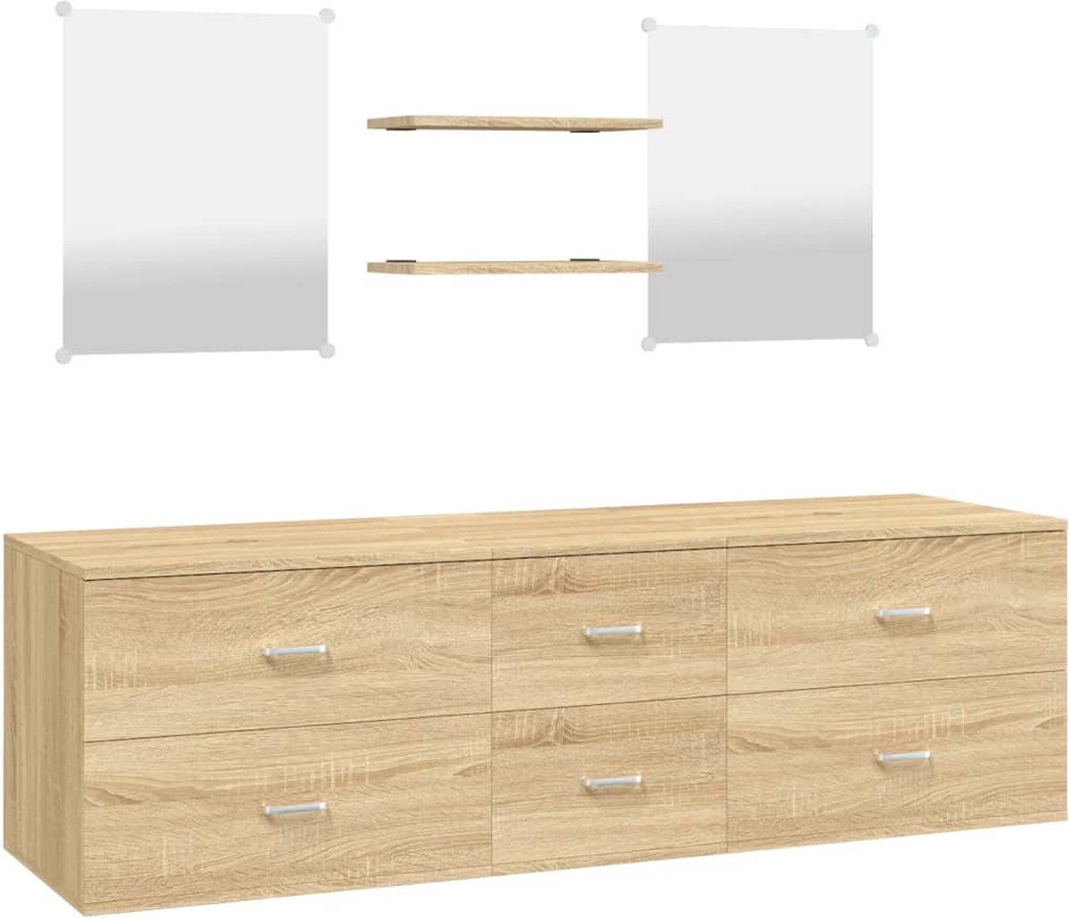 vidaXL - Badkamermeubelset - 5-delig - Wandgemonteerd - Eiken (1 set)