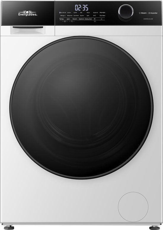 Everglades EVWM91411AW - Wasmachine - 9KG - A Klasse - Stoomfuncties/Allergie+ - Koolborstello - Wit