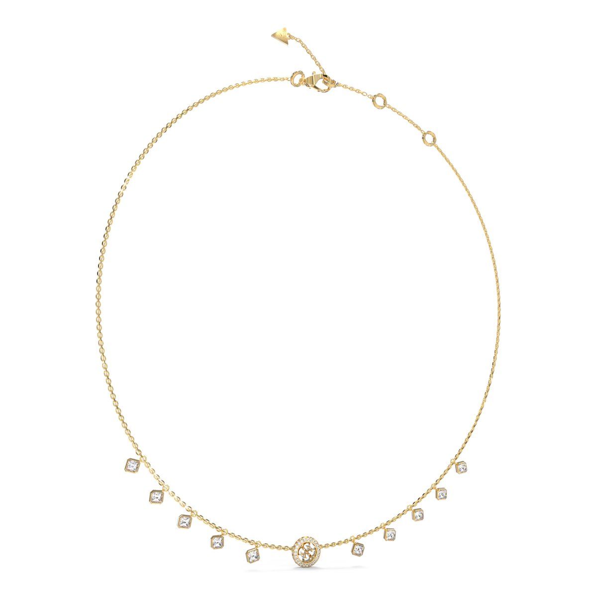 Guess JUBN04155JWYGT-U - Collier - Goudkleurig met vierkante regenboogkleurige kristal bedels