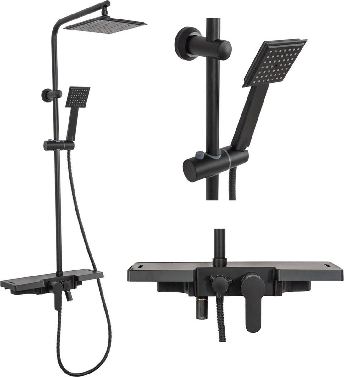 Rea Bravo - Regendouche - Beweegbare Uitloop - Zwart 105cm