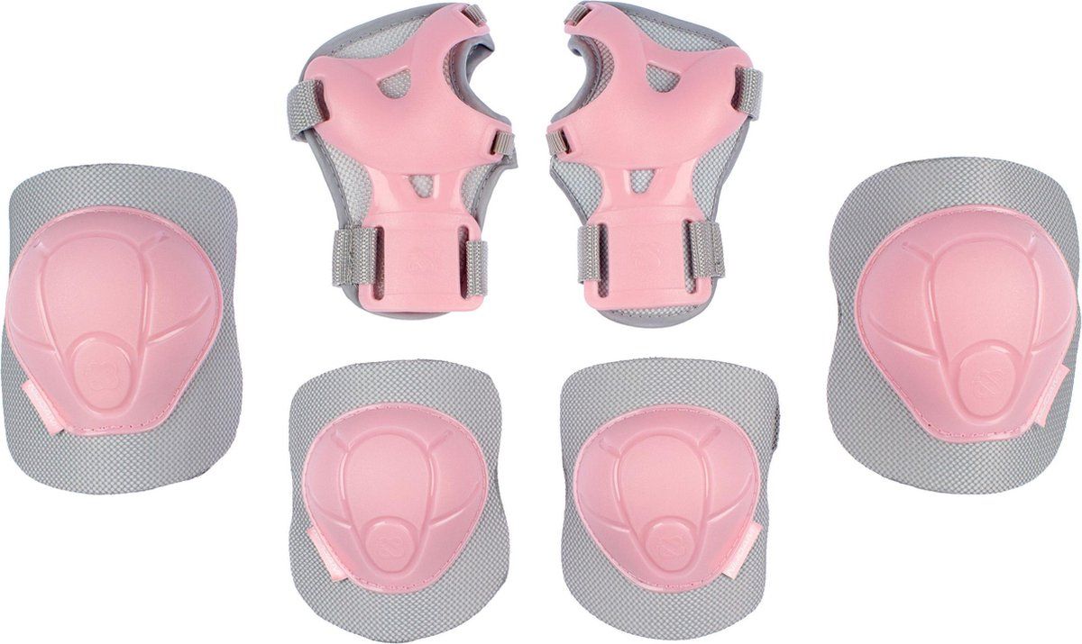 Nijdam Concrete Rose - Skate Beschermset Kinderen - Anatomisch Gevormd - Roze/Grijs - Maat S