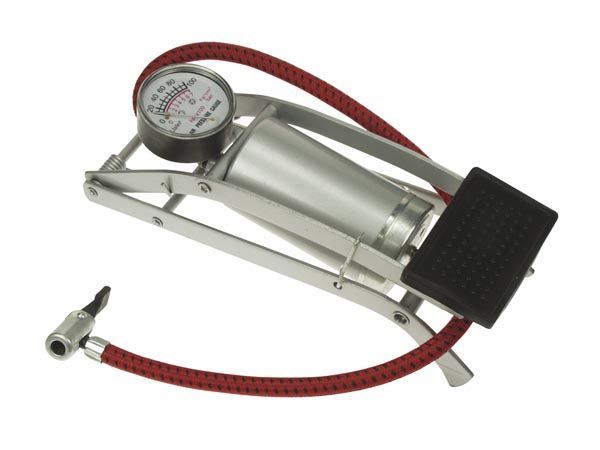 Perel Krachtige voetpomp - 6.9 bar - 3 aansluitstukken (fiets auto bal)