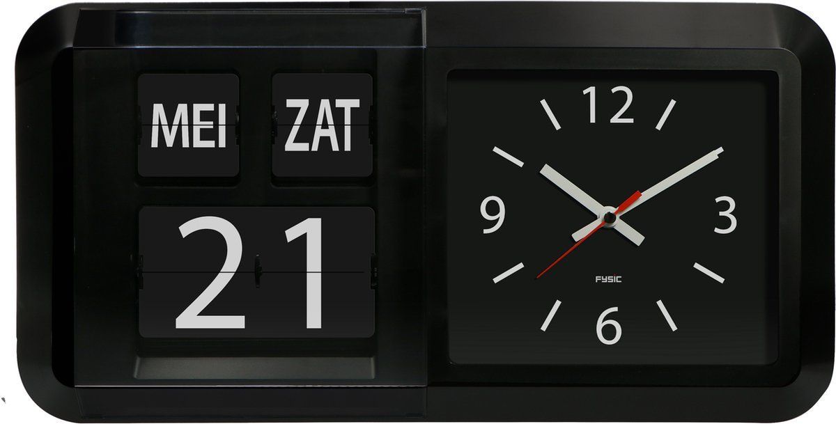 Fysic FK850 - Dementieklok - Analoog - Grote cijfers en letters - Zwart (30 cm)