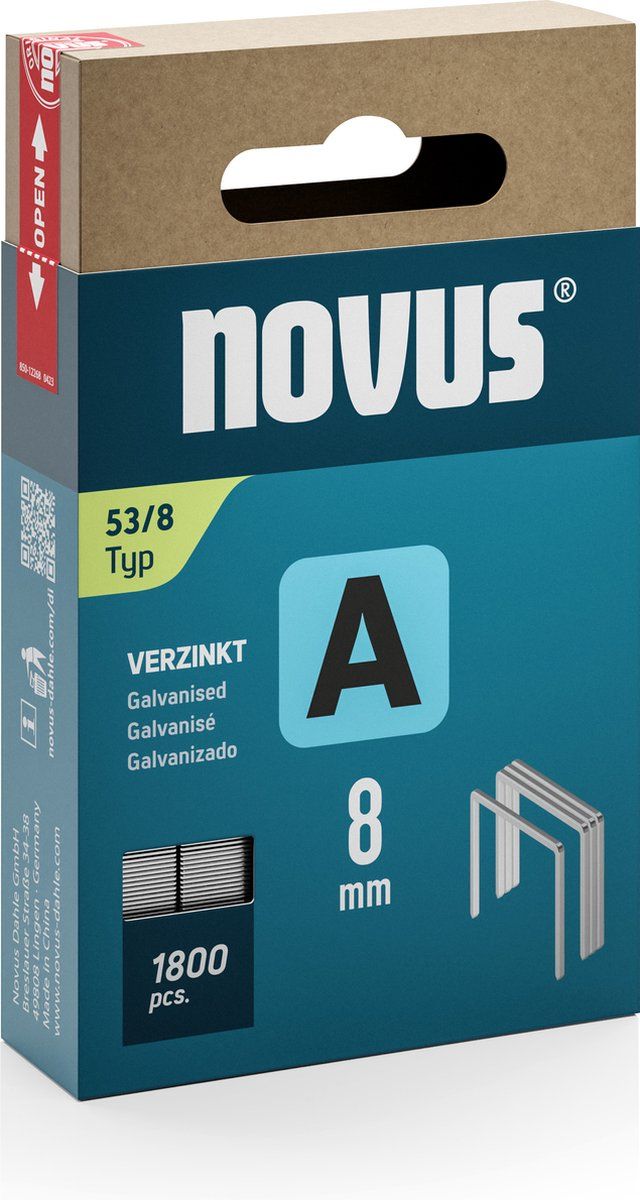 Novus Tools 042-0774 - Nieten Type 53 - Fijndraad 8 mm x 11.3 mm (1.800 stuks)