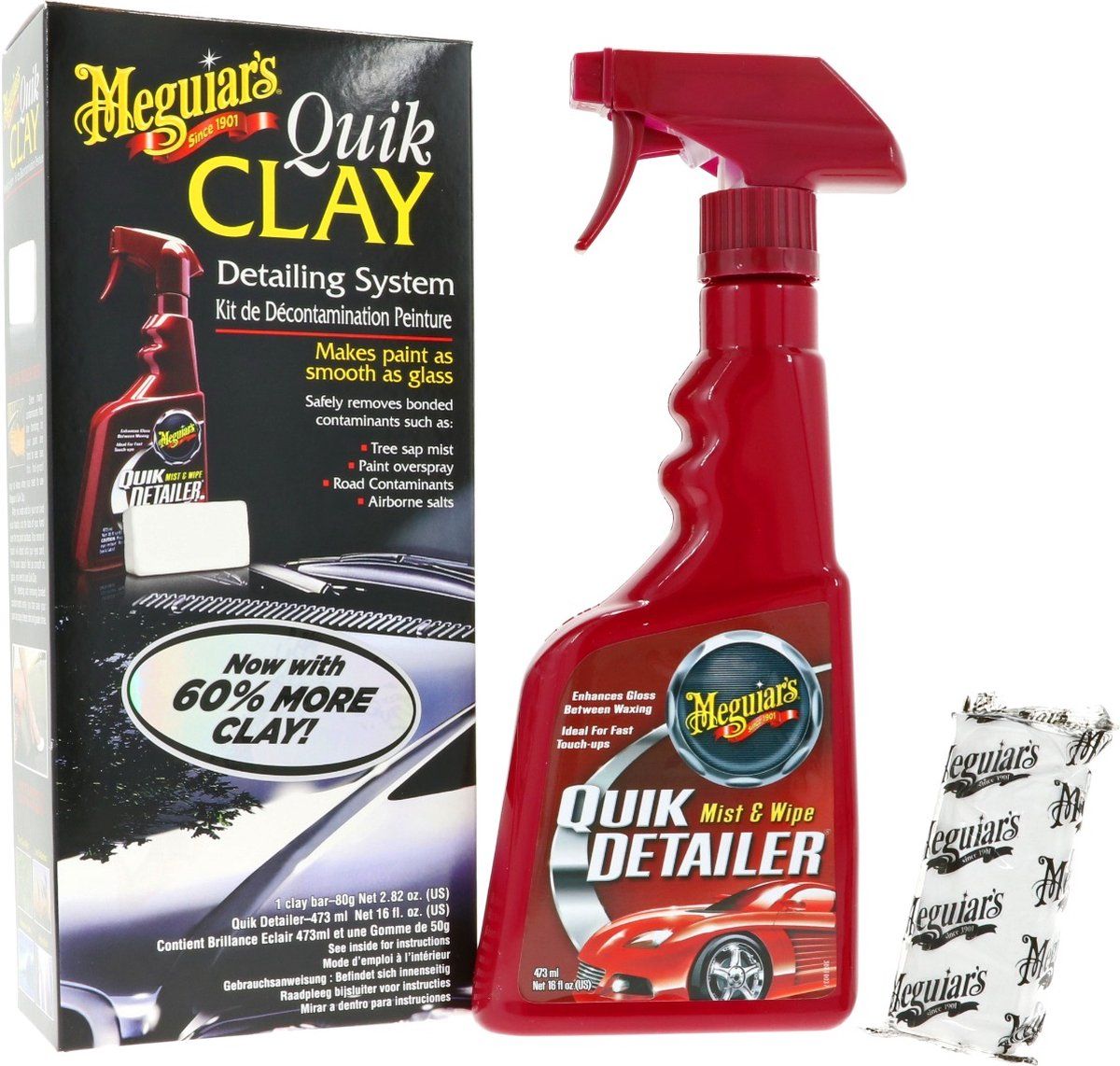 Meguiar's Quik Clay Starter Kit - Auto Klei - 50g Clay Bar En 473ml Quik Detailer