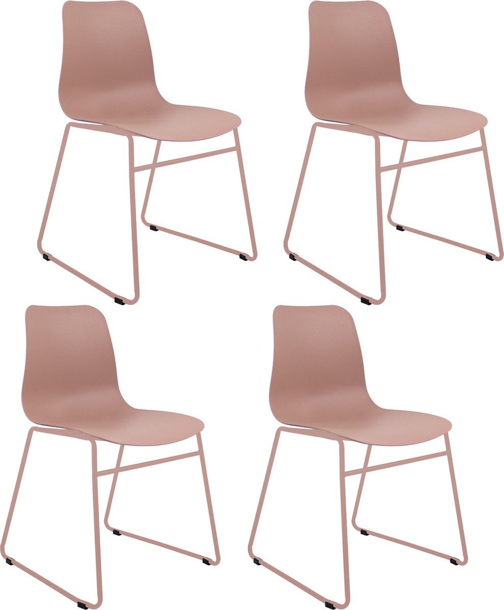Set Van 4 Kick Eetkamerstoel Kiki - Roze