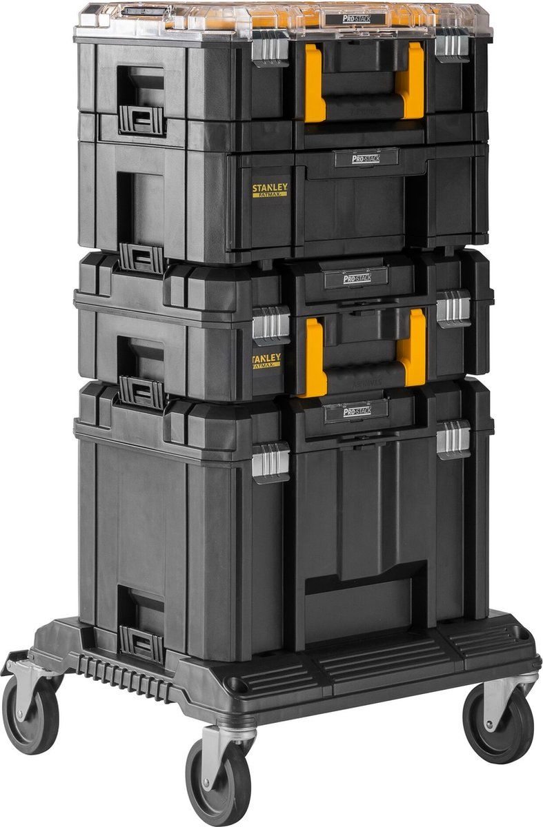 Stanley Pro-Stack 4 - Modulaire Opbergkoffers Met Wagentje - 4 Koffers (set Van 4)