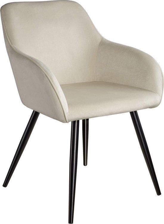 Tectake® Marilyn - Eetkamerstoel - Fluweellook Zwart/crème - 58x62x82 Cm