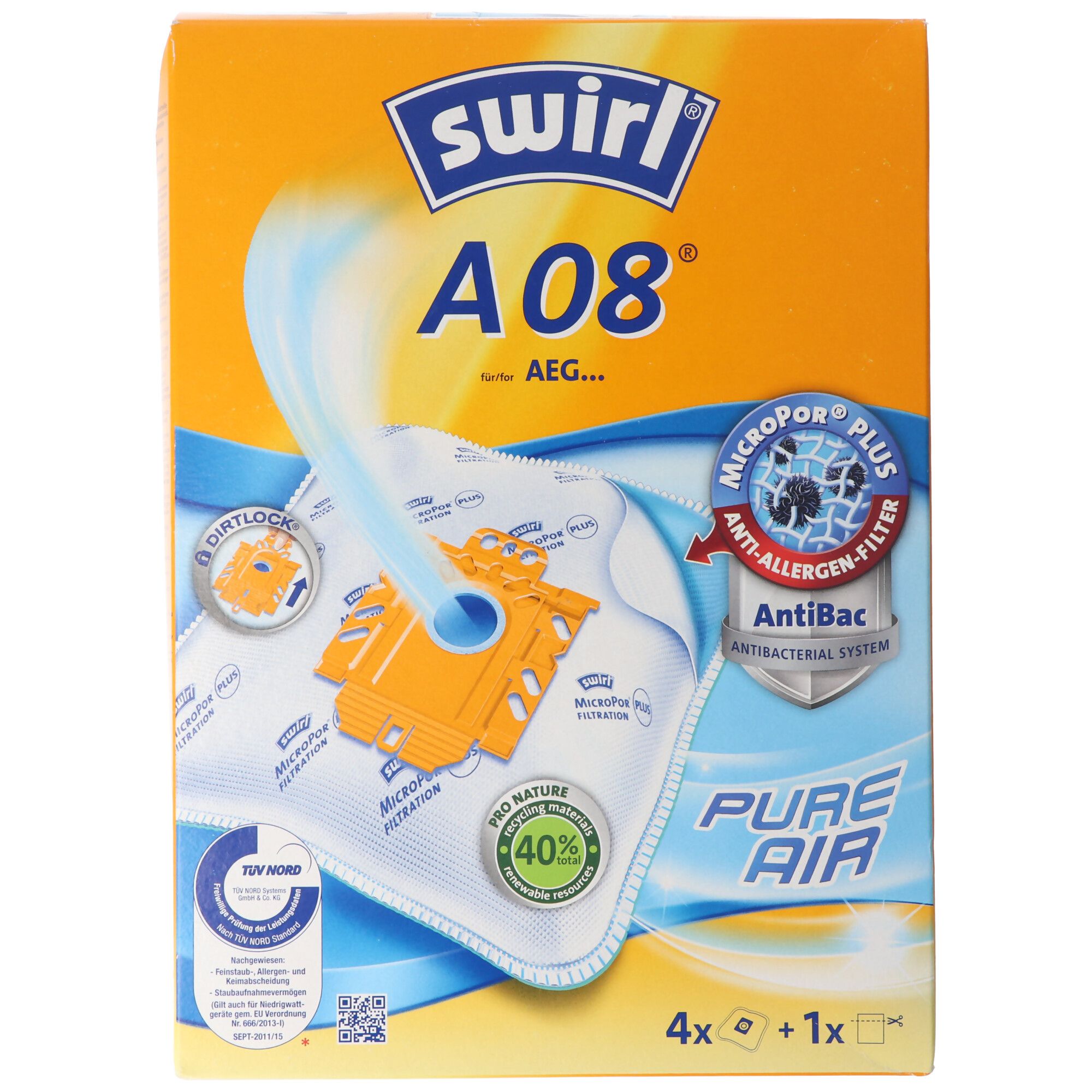Swirl stofzuigerzak A08 (A09) MicroPor Plus voor AEG stofzuiger