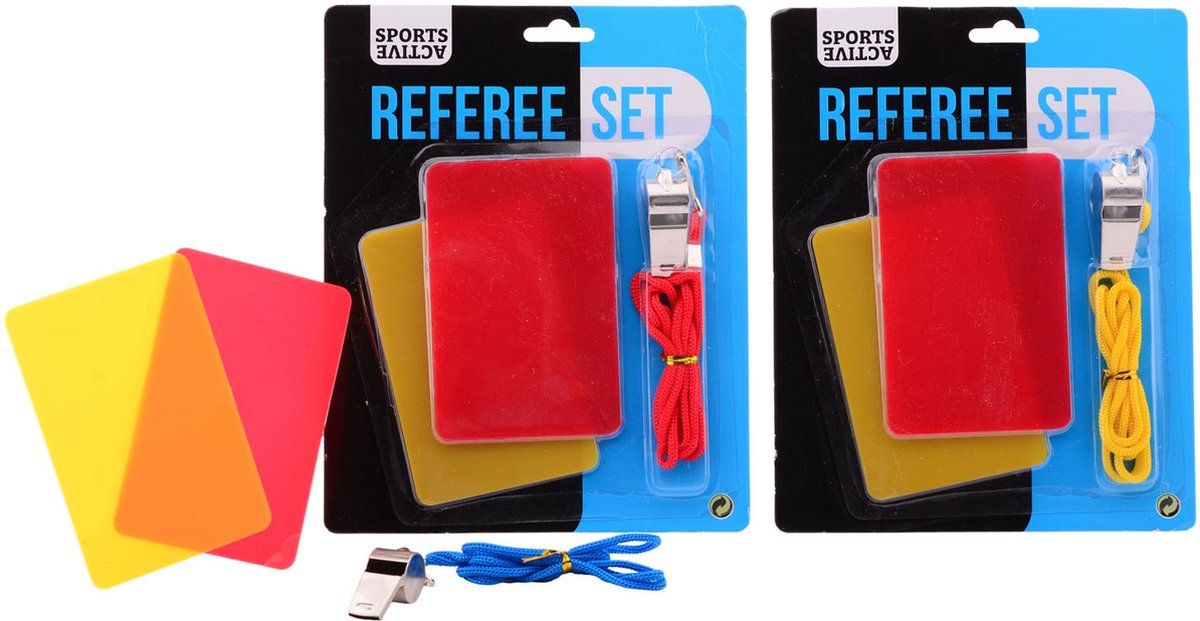 Basic Sports Active Metalen Scheidsrechtersfluitje Met 2 Kaarten Assorti