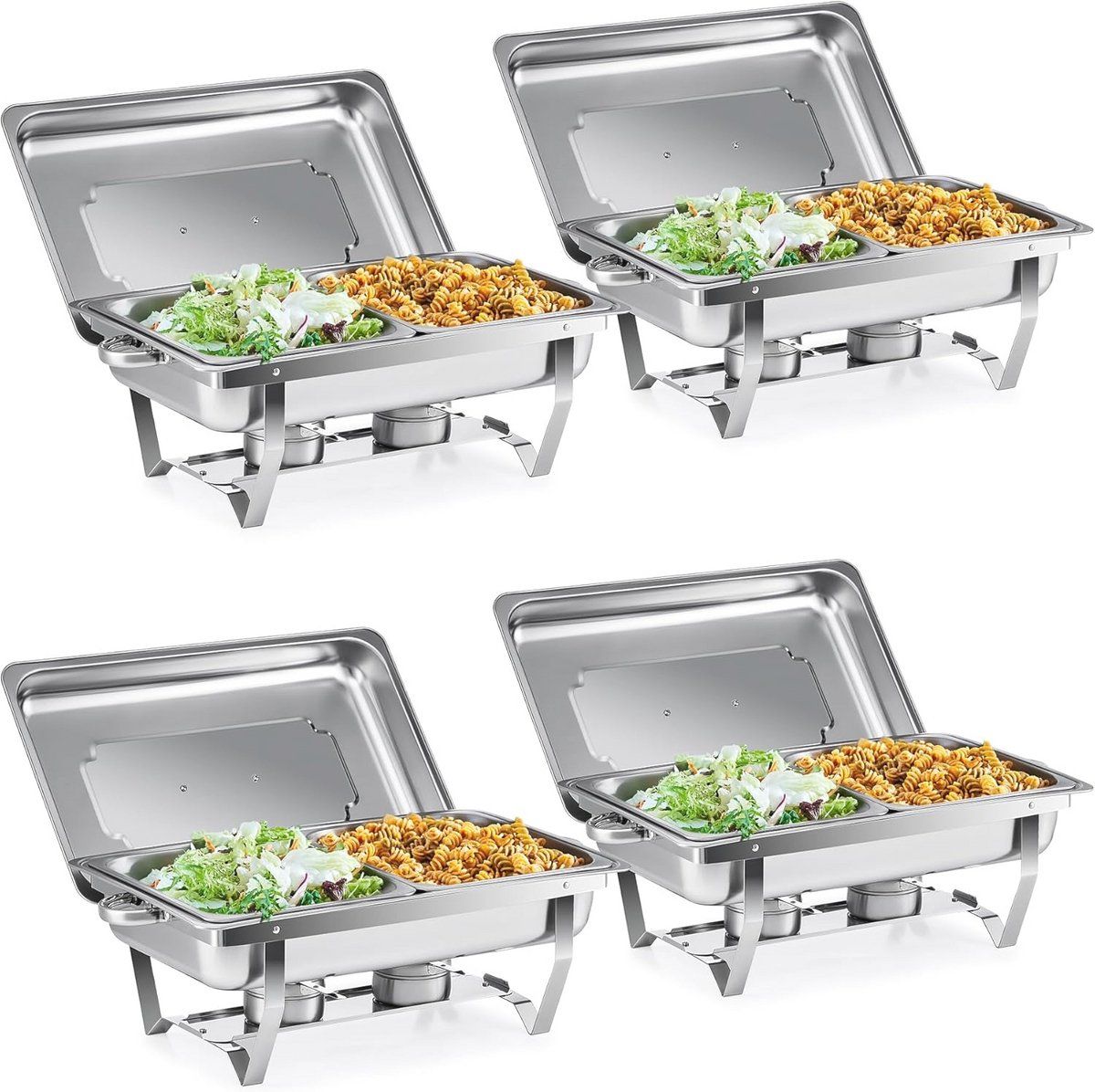 Chafing dish set RVS - 2 bakken GN 1/2 - 9L capaciteit - (2 stuks)