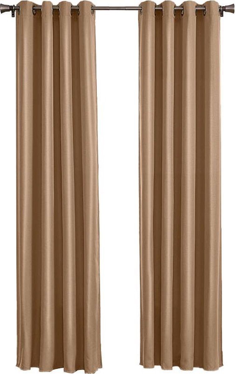 Larson - Luxe Effen Blackout Gordijn - Met Ringen - 3m X 2.5m - Donker Taupe