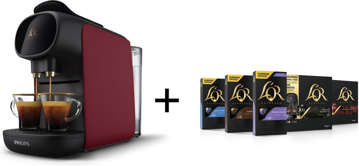 Zwart, Rood, Capsules meegeleverd