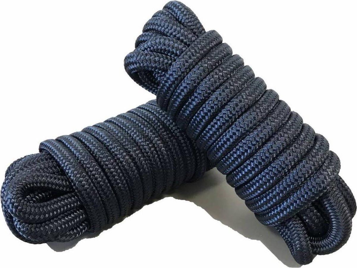 U-rope Luxe Landvast 12mmx12m - 16-voudig Gevlochten Polyester - Navy