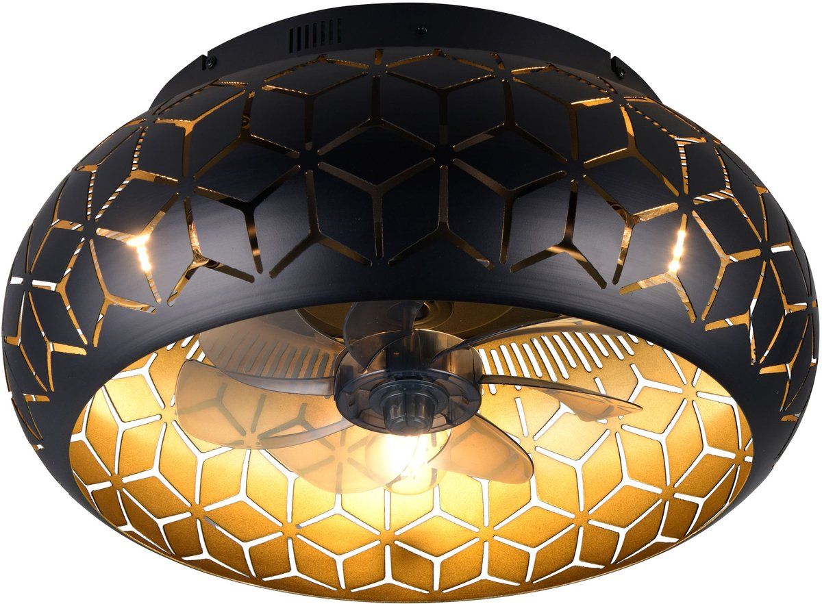 Rl Reality Bidar - Plafondventilator - 3 Snelheidsinstellingen - Zwart-goud