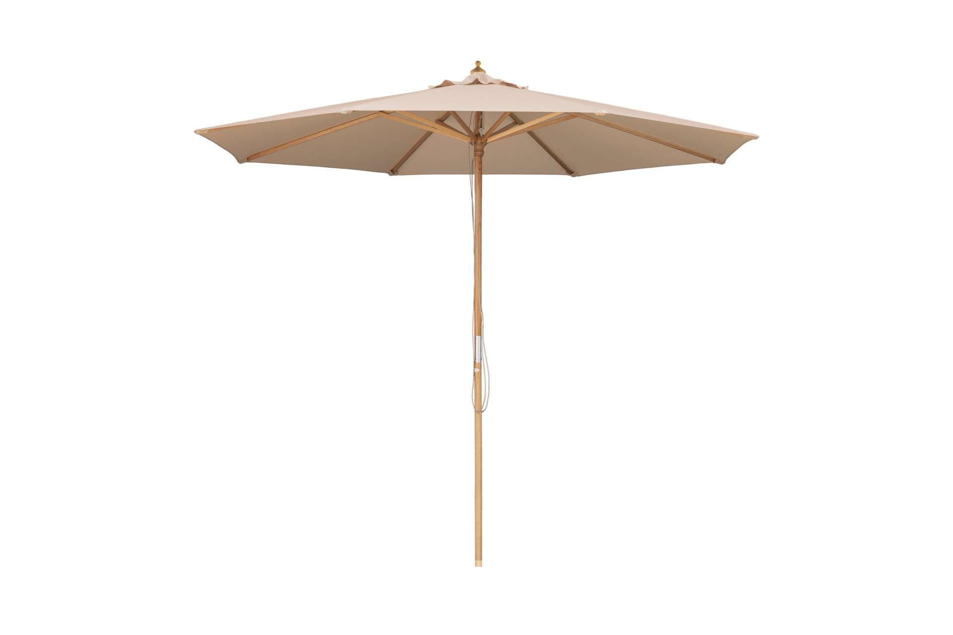 Merkloos Feel Furniture - Luxe Eikenhouten Parasol Met Olefin Stof - 3 Meter - Donker Beige
