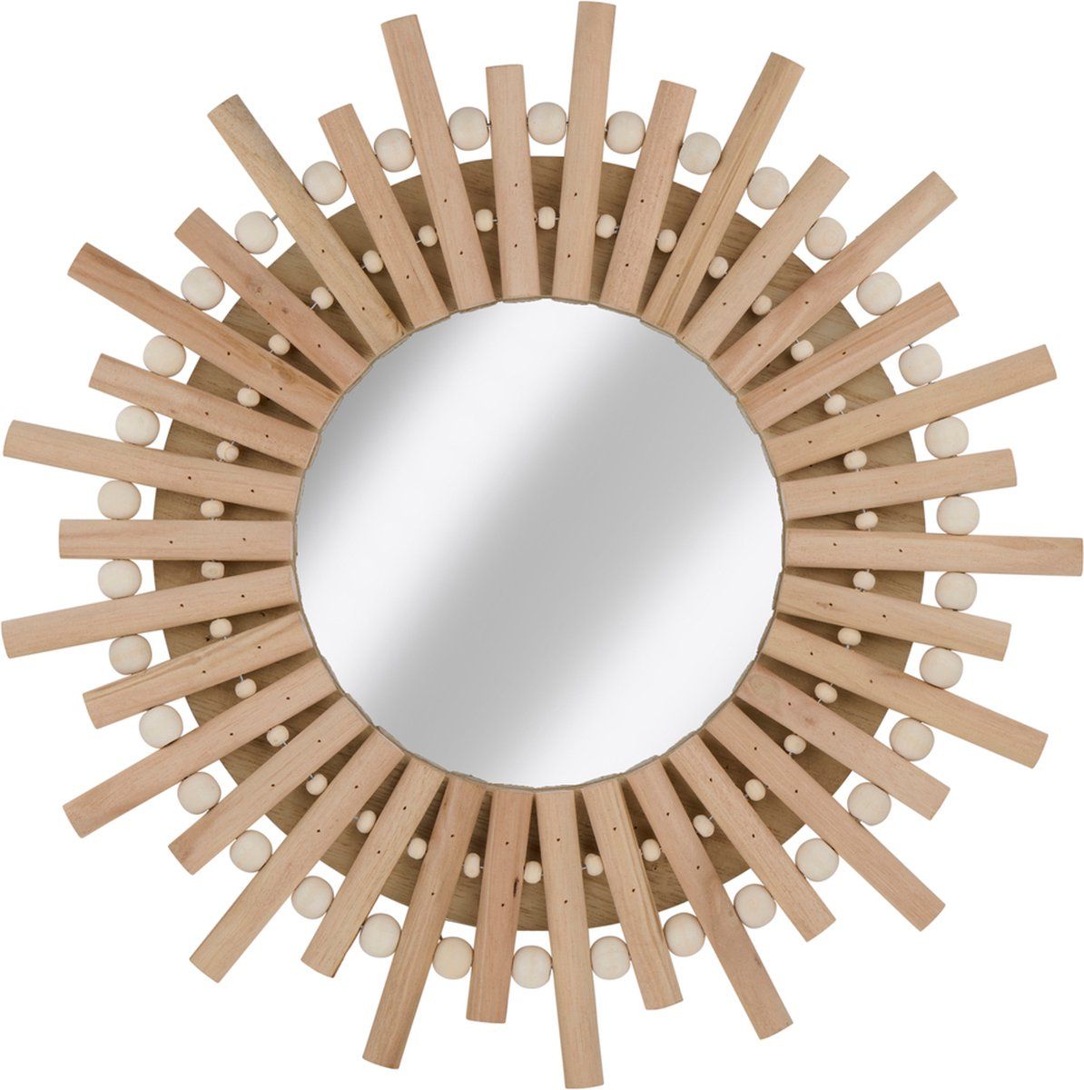 Arti Casa Wandspiegel - Ronde Spiegel Zon - 30 Cm - Hout