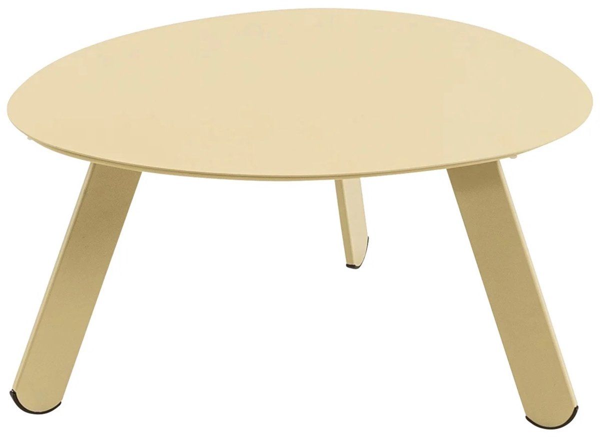 Les Tiki - Bijzettafeltje - Metaal Driehoekig - Beige 55x46x28 Cm