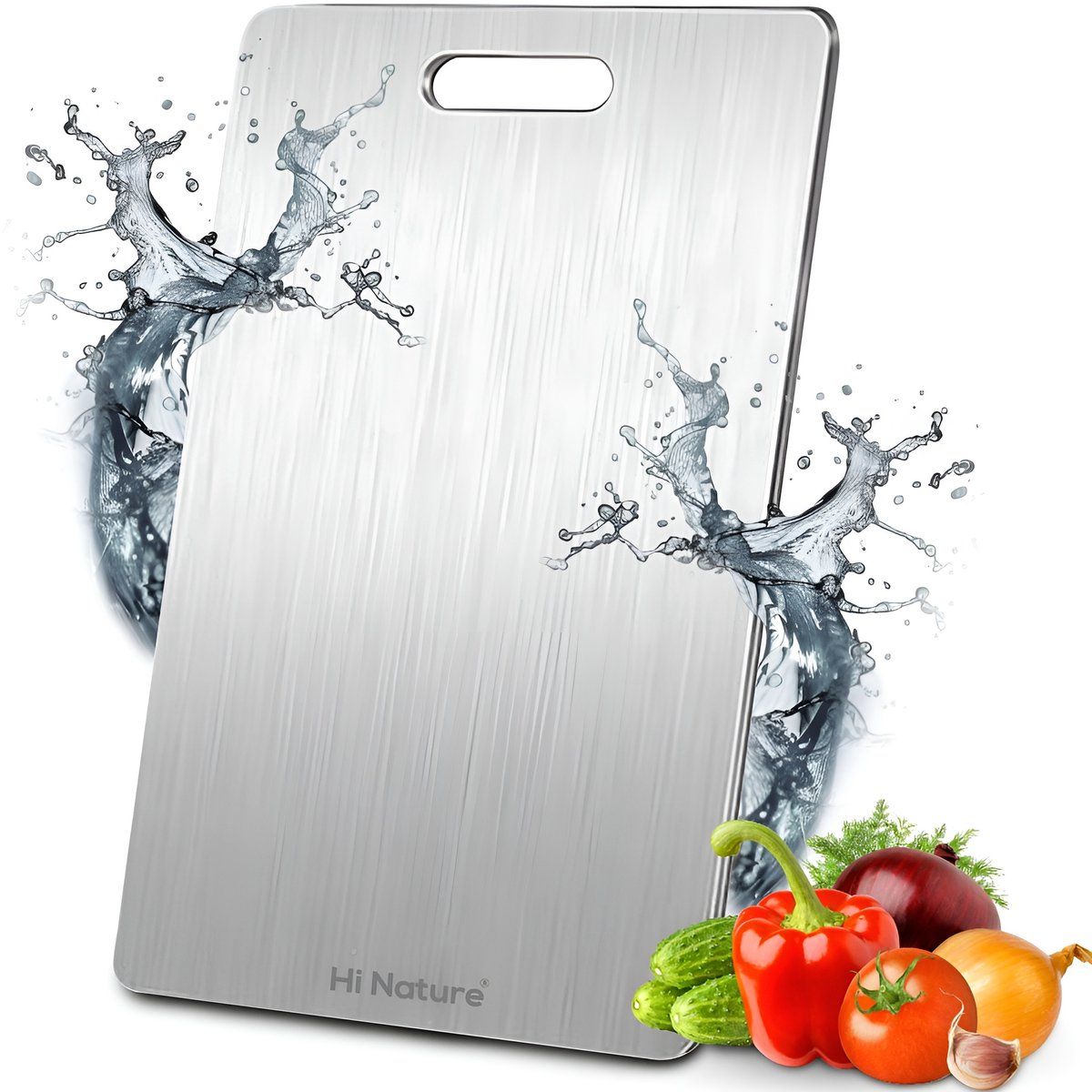 Hi Nature™ Rvs Snijplank - Antibacterieel - Vaatwasbestendig - 34x23 Cm - Zilver